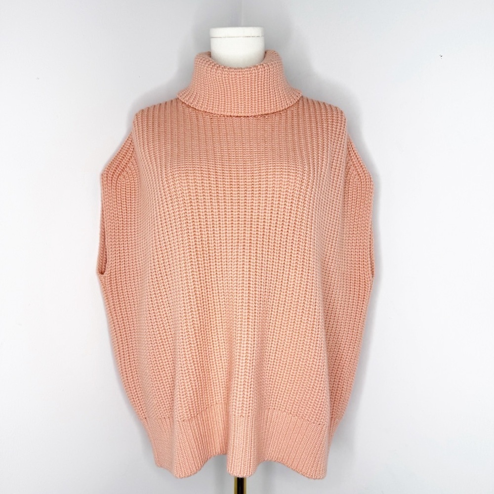 Pearl by Lela Rose Peach Pink Sleeveless Turtleneck Sweater Wool Size Medium